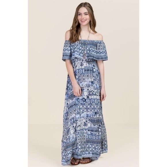 FRANCESCAS JADEN PAISLEY RUFFLE MAXI DRESS - Picture 1 of 9